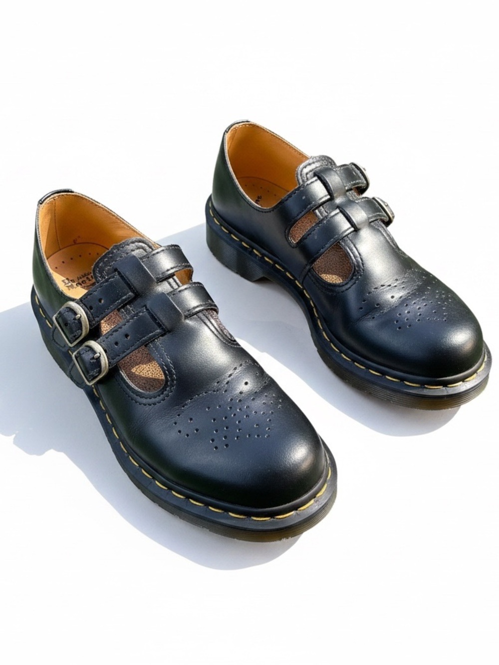 Dr. Martens Black Double-Strap Mary Jane Leather Shoes